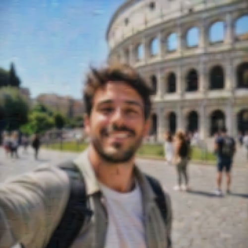 Extra blurry travel selfie after