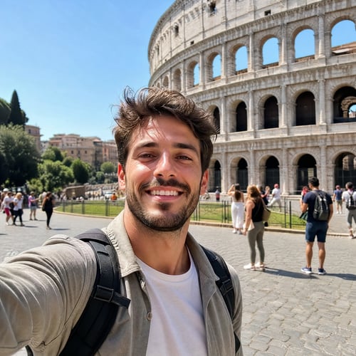 Extra blurry travel selfie before